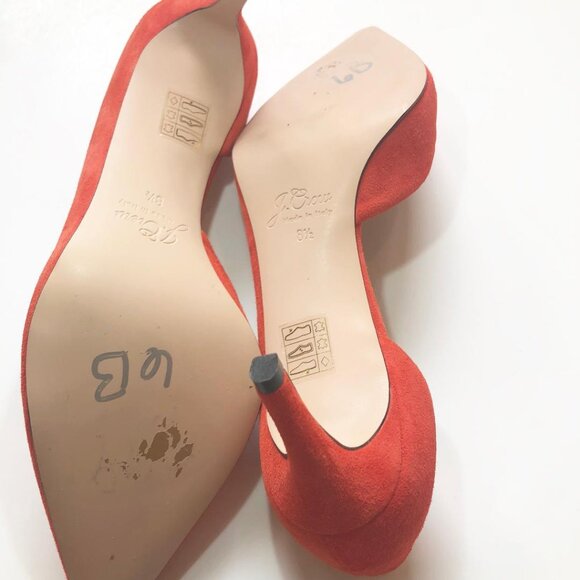 J Crew, D'Orsay, Pointed Toe, Orange, Suede Heels, Size 8.5, NWOB, appx 2.3/4" - Picture 12 of 16